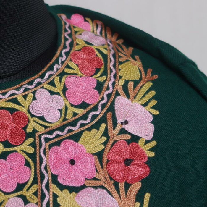 Dark Green Rani Pheran With Aari Work - Image 3