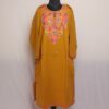 Mustard Fine Kashmiri Pheran With Aari Work