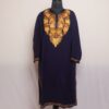 Sapphire Chinar Charm: Dark Blue Kashmiri Pheran with Aari Embroidery