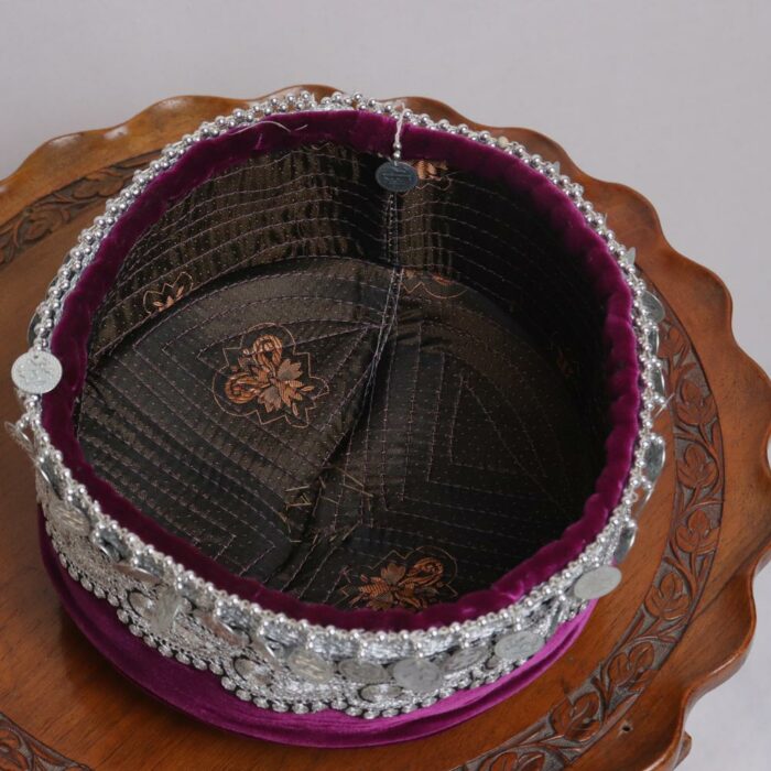 Purple Velvet Kashmiri Woman Cap - Image 4