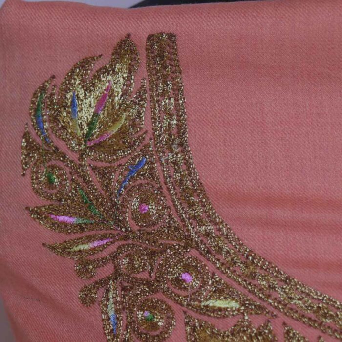 Peach Wool Kashmiri Suit with tilla embroidery - Image 2