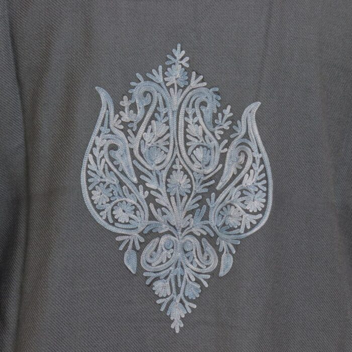 Greyish Blue Men Bathrobe Gown with Ari Embroidery - Image 4
