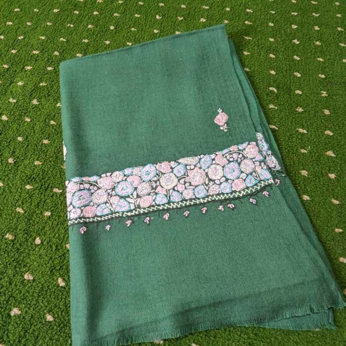 Green Posh Paper Mache Sozni Handwork Stole