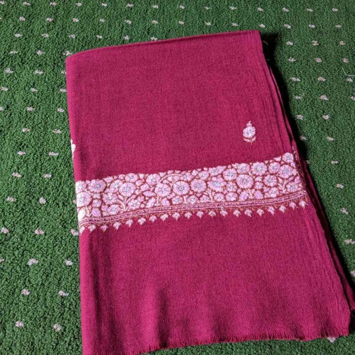Maroon Posh Paper Mache Sozni Handwork Stole