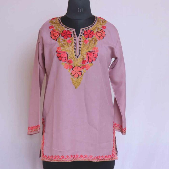 Lavendar maryam Summer cool Kashmiri Aari Kurta