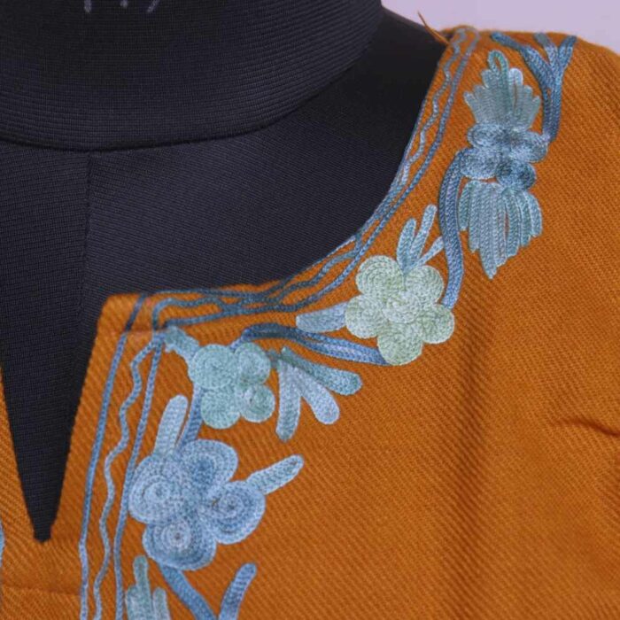 Mustard Aabi Doodhgana Daman Winter Kurta with Ari Embroidery - Image 2