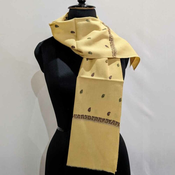 Yellow Zoravar Hand Sozni Woolen Muffler
