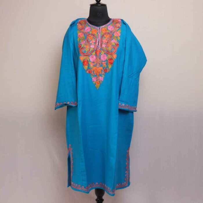 Blue Multi Kashmiri Pheran With Aari Work