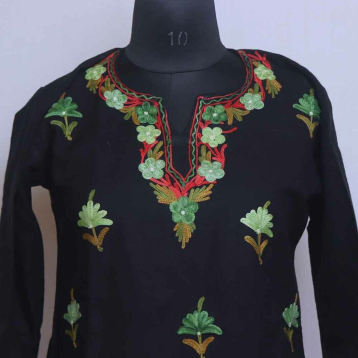 Black mehjabeen Kashmiri Girls Kurta With Aari Embroidery (L30) - Image 2