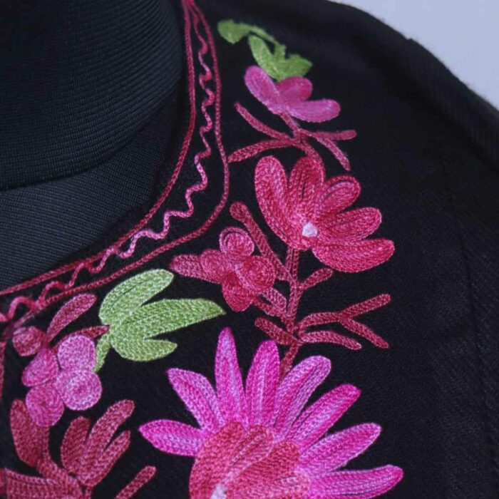 Black Maryam Gulabi Kashmiri Girls Short Pheran With Aari Embroidery (L35) - Image 3
