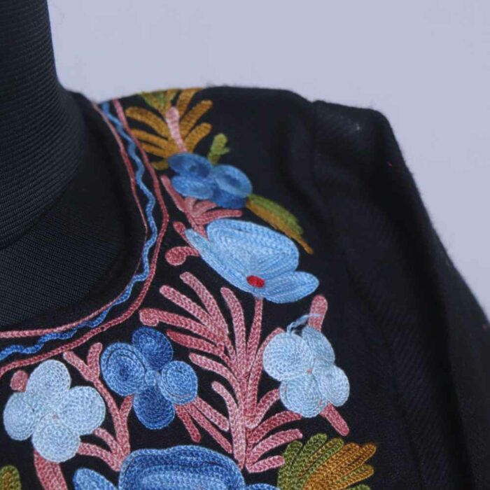 Black Ayesha Kashmiri Girls Short Pheran With Aari Embroidery (L34) - Image 3