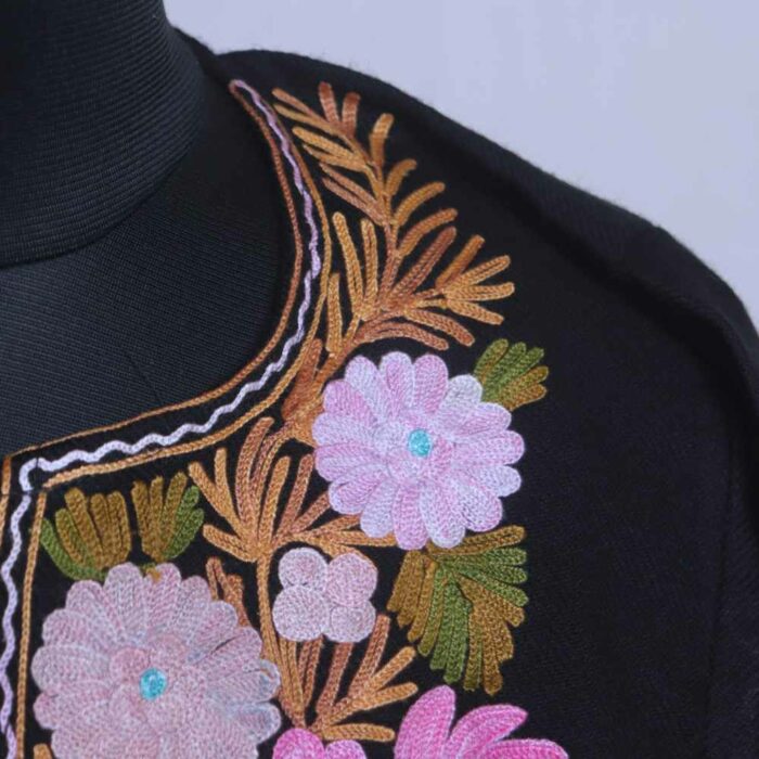 Ayesha Black Gulabi Kashmiri Girls Short Pheran With Aari Embroidery (L36) - Image 3