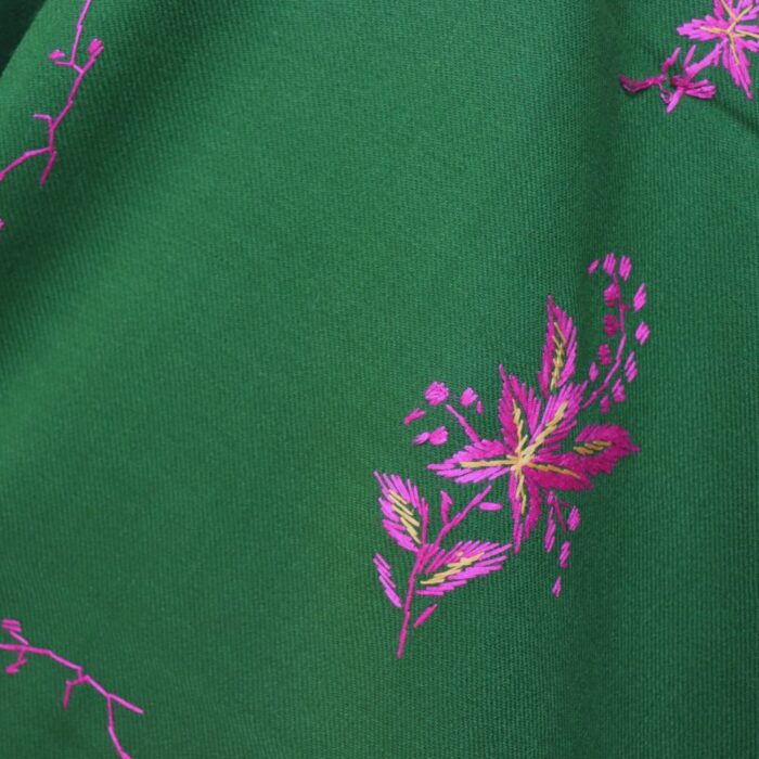 Green Kashmiri Winter Cashmilon Shawl with Hand Sozni Embroidery - Image 3