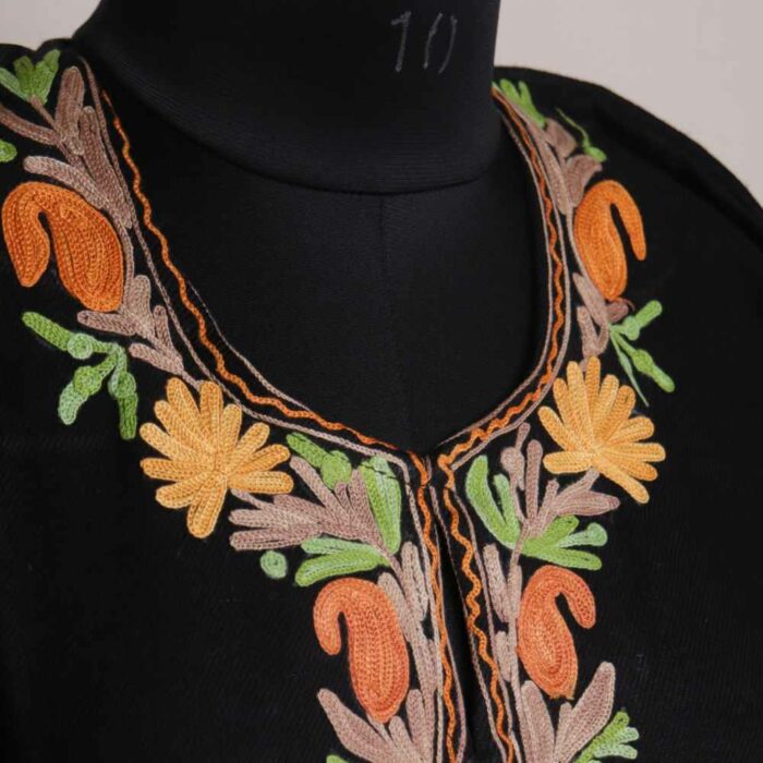 Black Wasiya Chinari Daman Winter Kurta with Ari Embroidery - Image 2
