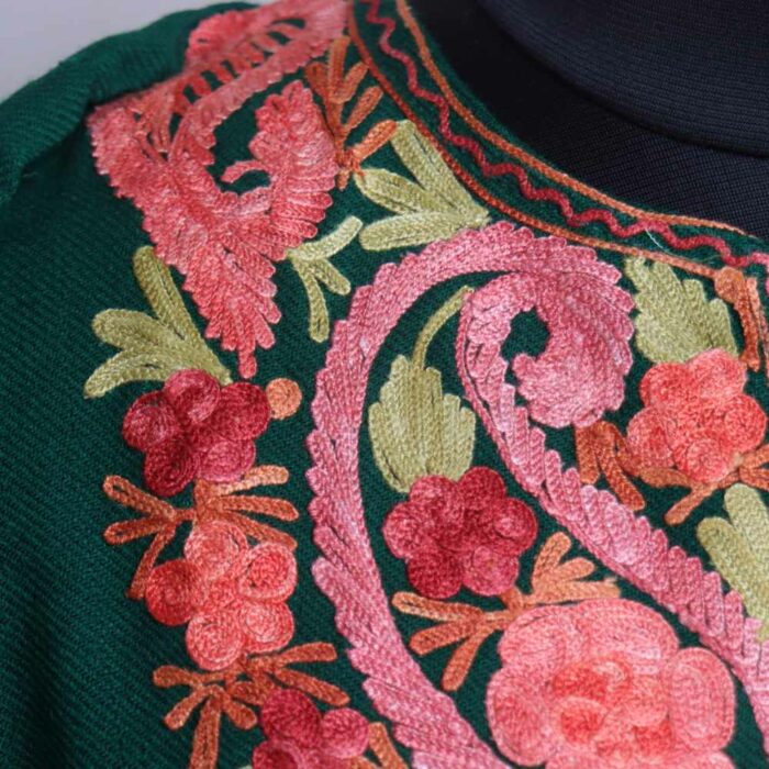 Green Wazul Waasiya Badami Winter Kurta with Ari Embroidery - Image 2