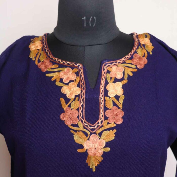 Blue Daman Wasiya Winter Kurta with Ari Embroidery - Image 2
