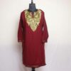 Maroon Sabz Badami Wasiya kashmiri Winter Kurta with Ari Embroidery