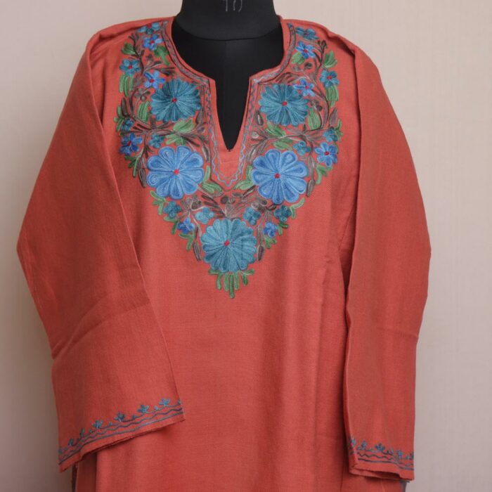 Nun Chai Pink Aabi Cashmilon Winter Aari Pheran - Image 2