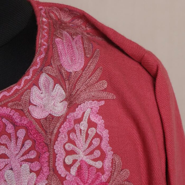 Pink Shahmiri Kashmiri Aari Pheran - Image 3