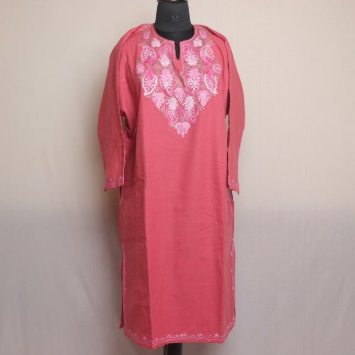 Pink Shahmiri Kashmiri Aari Pheran
