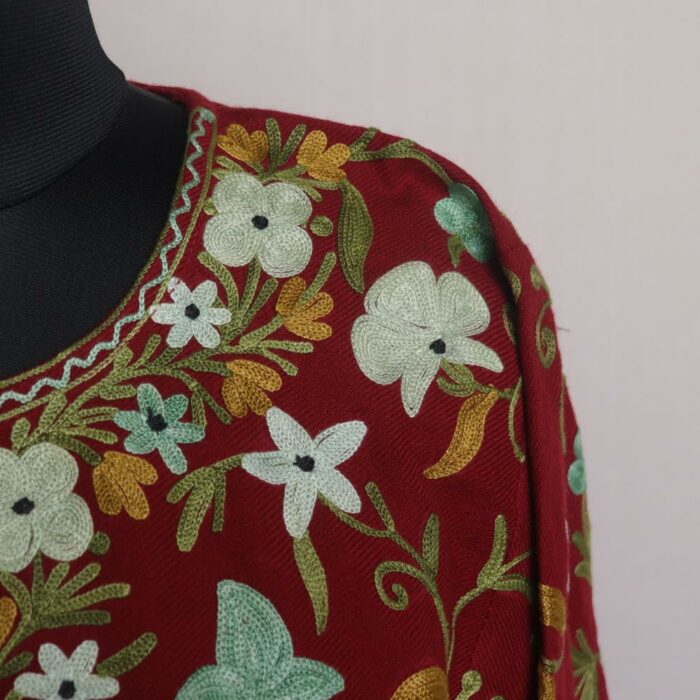 Maroon Miri Kashmiri Aari Jama Pheran - Image 3