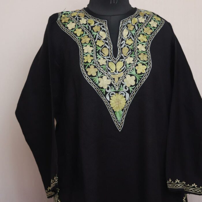 Black Sajida Cashmilon Winter Aari Pheran - Image 2
