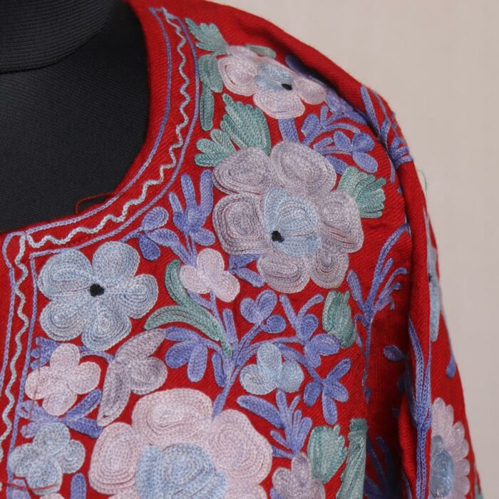 Red Pure Wool Jama Aari Kashmiri Pheran - Image 3