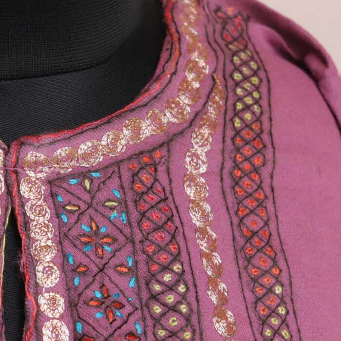 Pink Pure Wool Kashmiri Sozni Pheran ( Multi Color Pink Fabric) - Image 3