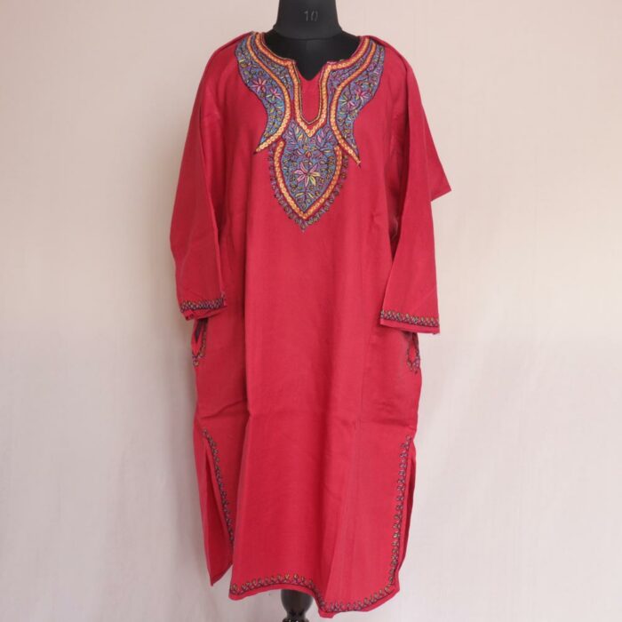 Pink Pure Wool Kashmiri Sozni Pheran