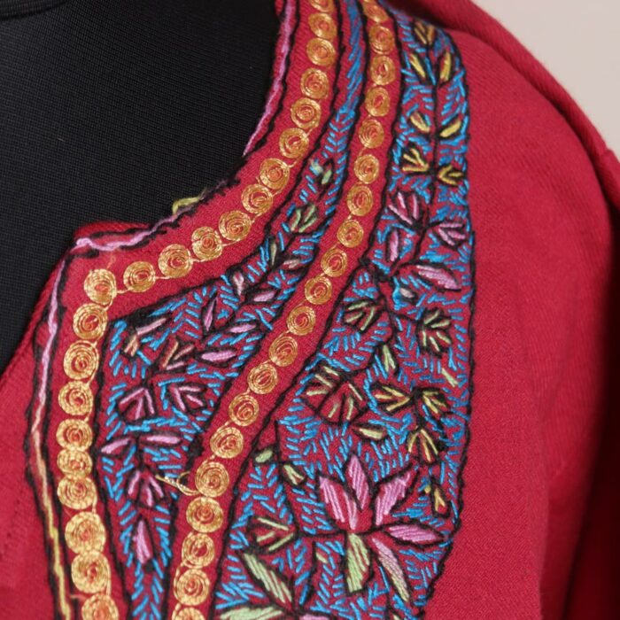 Pink Pure Wool Kashmiri Sozni Pheran - Image 2