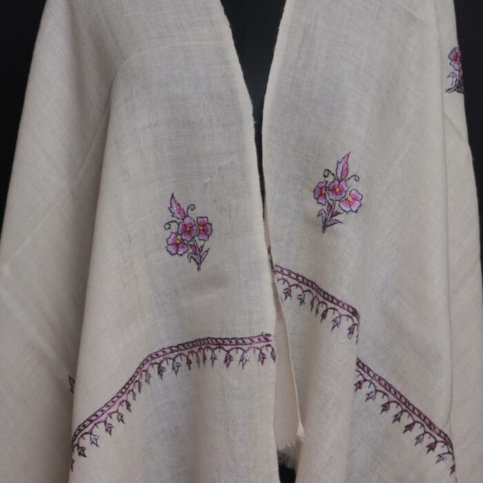 Off-White Gulabi: Handcrafted Paper Mache Sozni Stole - Image 2