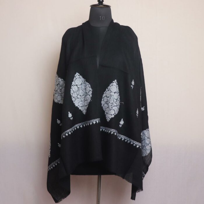 Black Aabi Paper Mache Sozni Handwork Stole