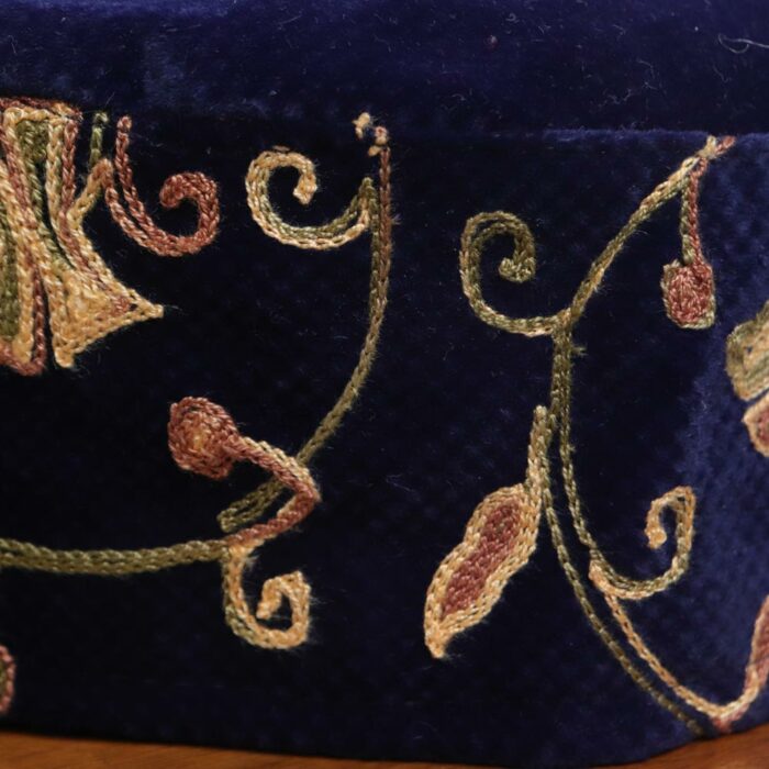 Dark Blue Velvet Aari Cap - Image 3