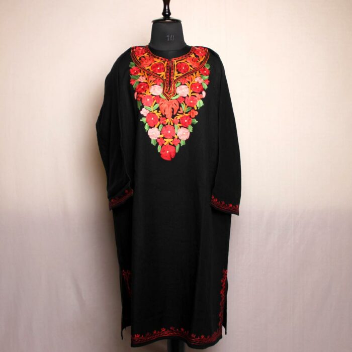 Kashmiri Pheran - Black With Aari Embroidery