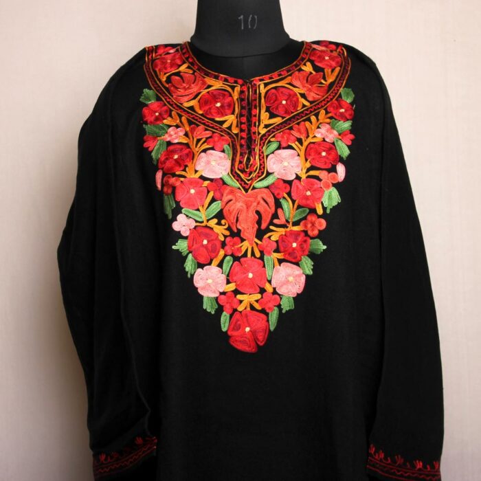 Kashmiri Pheran - Black With Aari Embroidery - Image 2