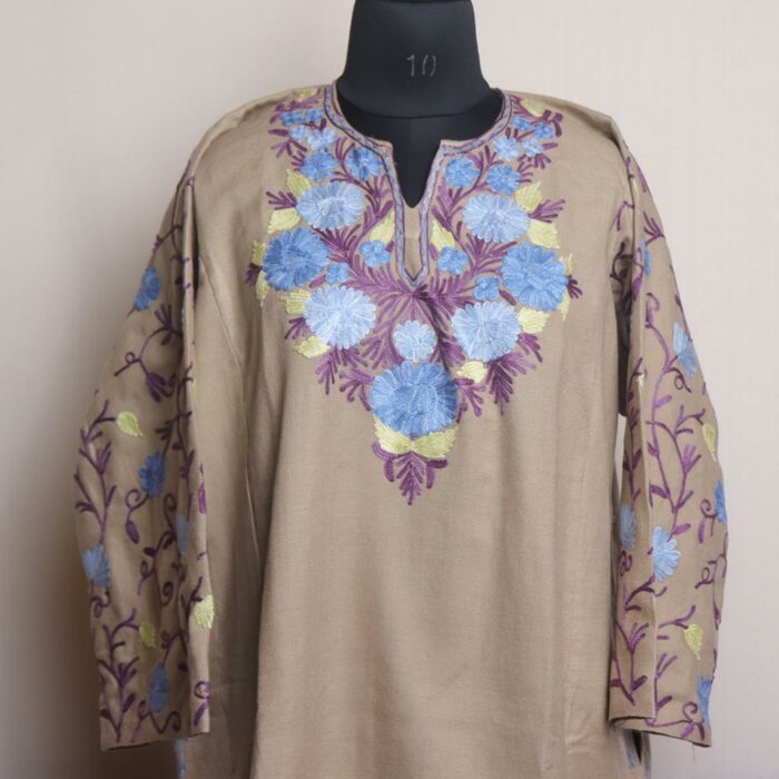 Azra Beautiful Pheran with Sleeve Aari Work - Image 2