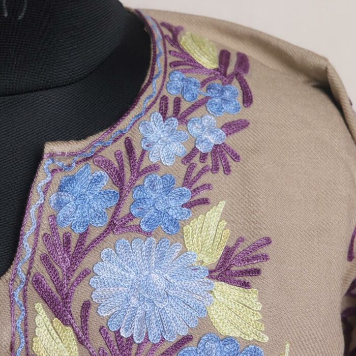 Azra Beautiful Pheran with Sleeve Aari Work - Image 3