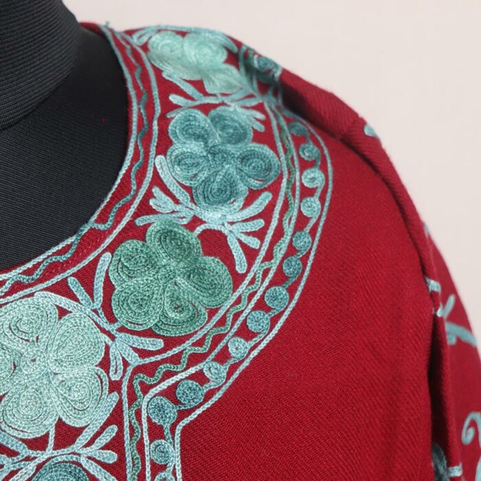 Azra Maroon Pheran with Sleeve Aari Work - Image 3