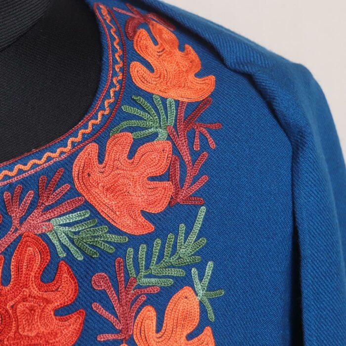 Azra Blue Pheran with Aari Work on Sleeve - Image 3