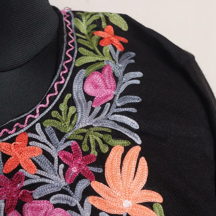 Black Izma Kashmiri Pheran With Aari Work - Image 2