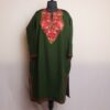 Manayall Dark Green Pheran with Aari Work