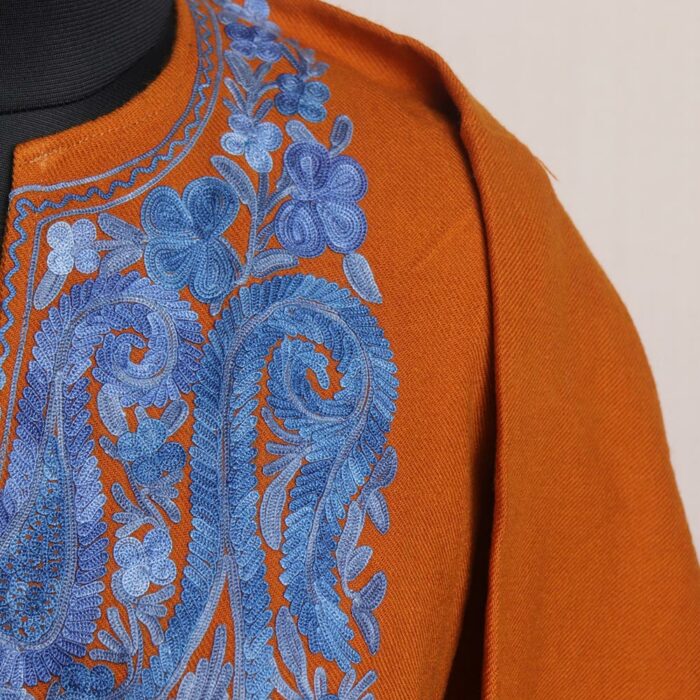 Benazir Dark Mustard Pheran With Aari Work - Image 3
