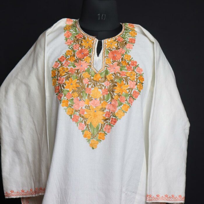 White Shush Pheran with Aari Work - Image 2