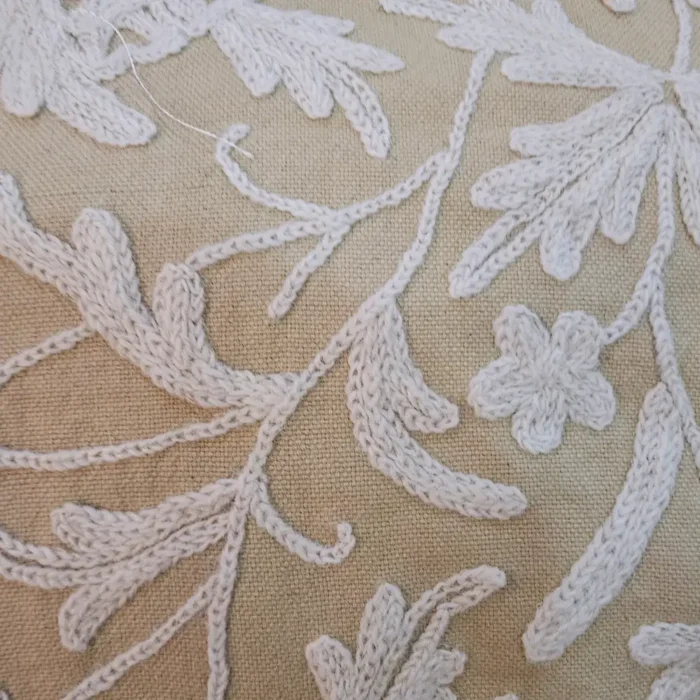 Crewel Embroidery Throw Pillow Case Covers Square Cushion Cover for Home Decorative 16x16 inches(40x40cm) (Beige, 2 Pieces) - Image 4
