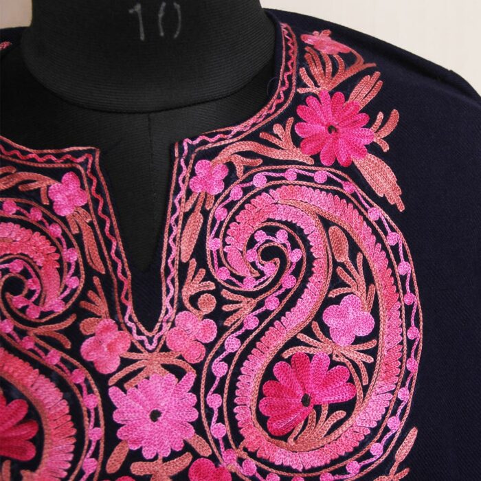 Navy Blue Narmeen Kashmiri Pheran With Aari Embroidery - Image 2