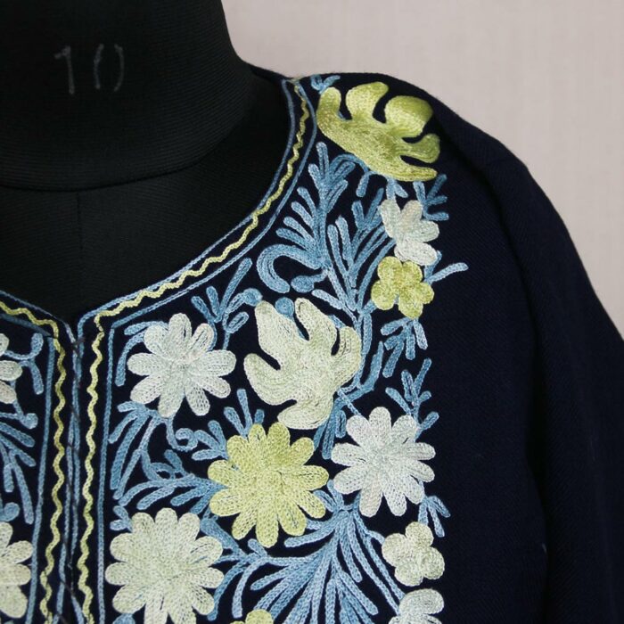 Kashmiri Pheran - Navy Blue With Aari Embroidery - Image 3
