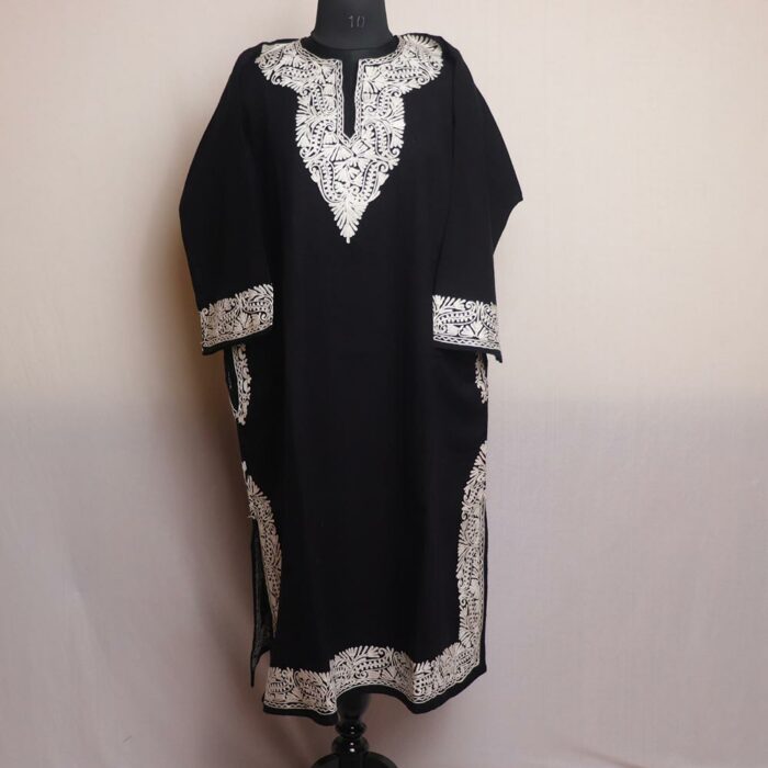 Amara Black Border Pheran with Aari Work