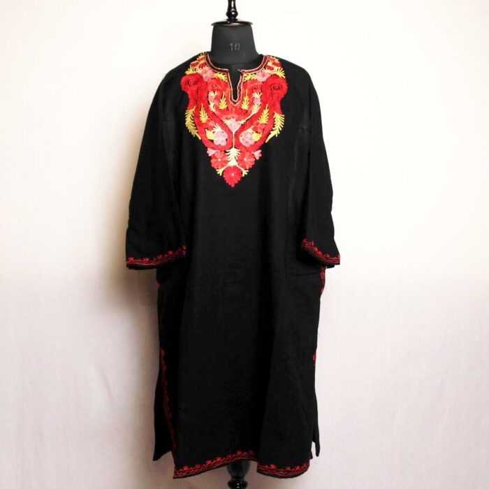 Black Nazneen Kashmiri Pheran With Aari Embroidery