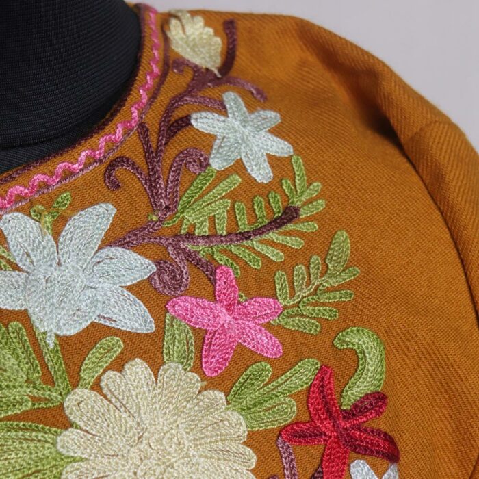 Mustard Noori Kashmiri Pheran With Aari Work - Image 3