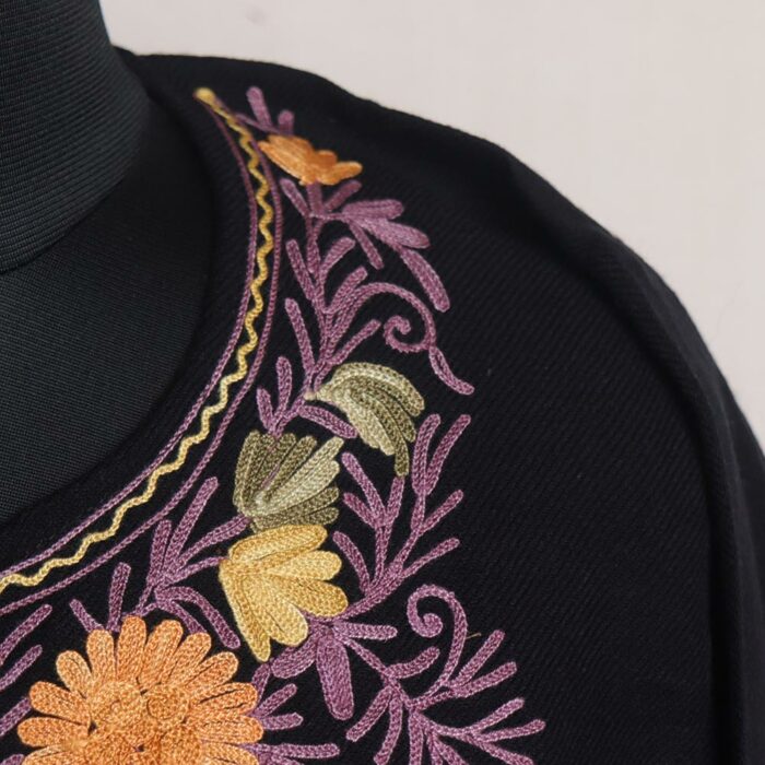 Chic Black Kashmiri Pheran with Aari Embroidery - Image 3